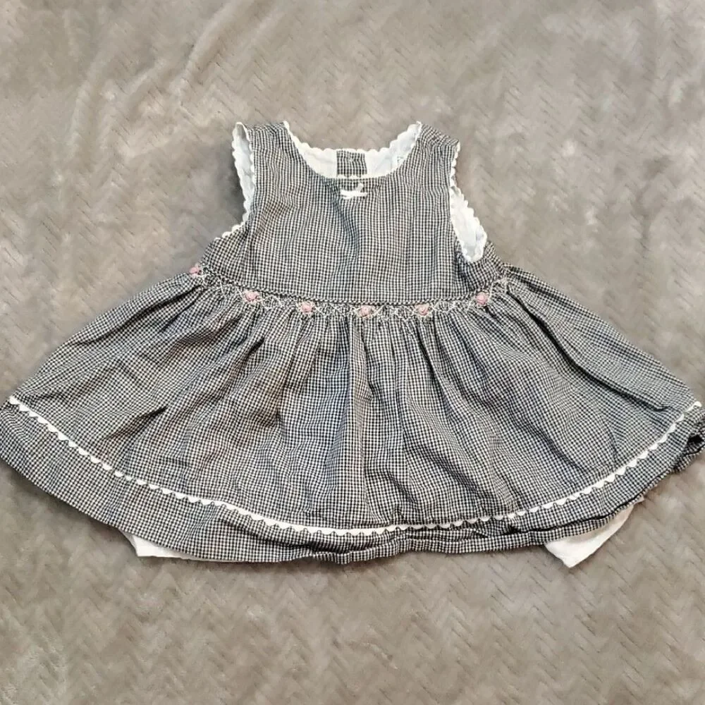 The Children's Place Black and White Checkered Dress Baby 12 Months